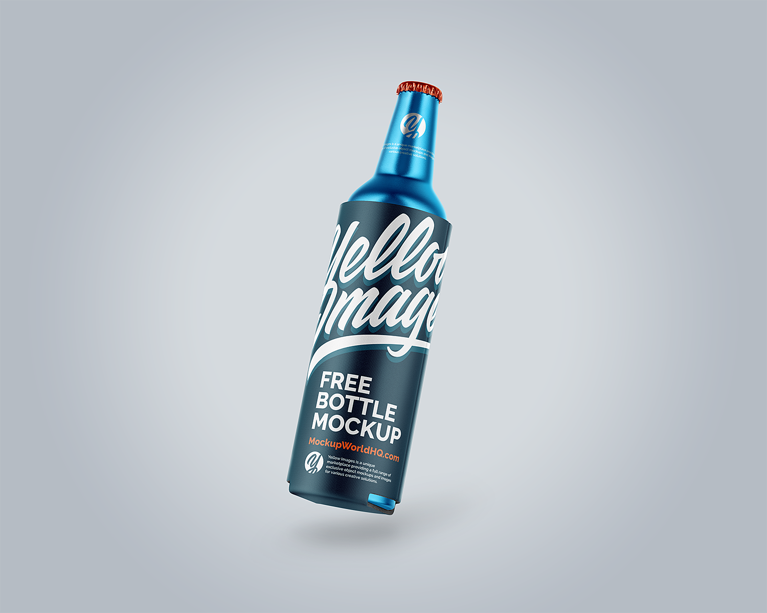 Metallic Drink Bottle with Holder Mockup