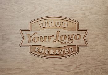 Wood Engraved Logo Mockup