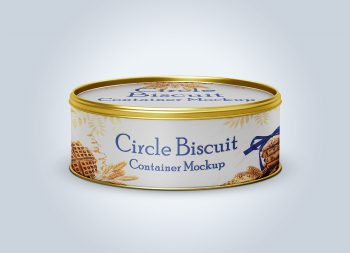 Circle Biscuit and Cookies Tin Container Mockup