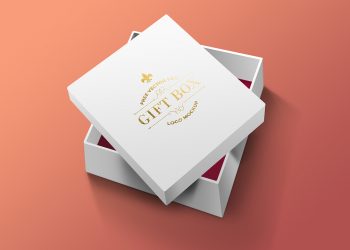 Free Gift Box PSD Mockup