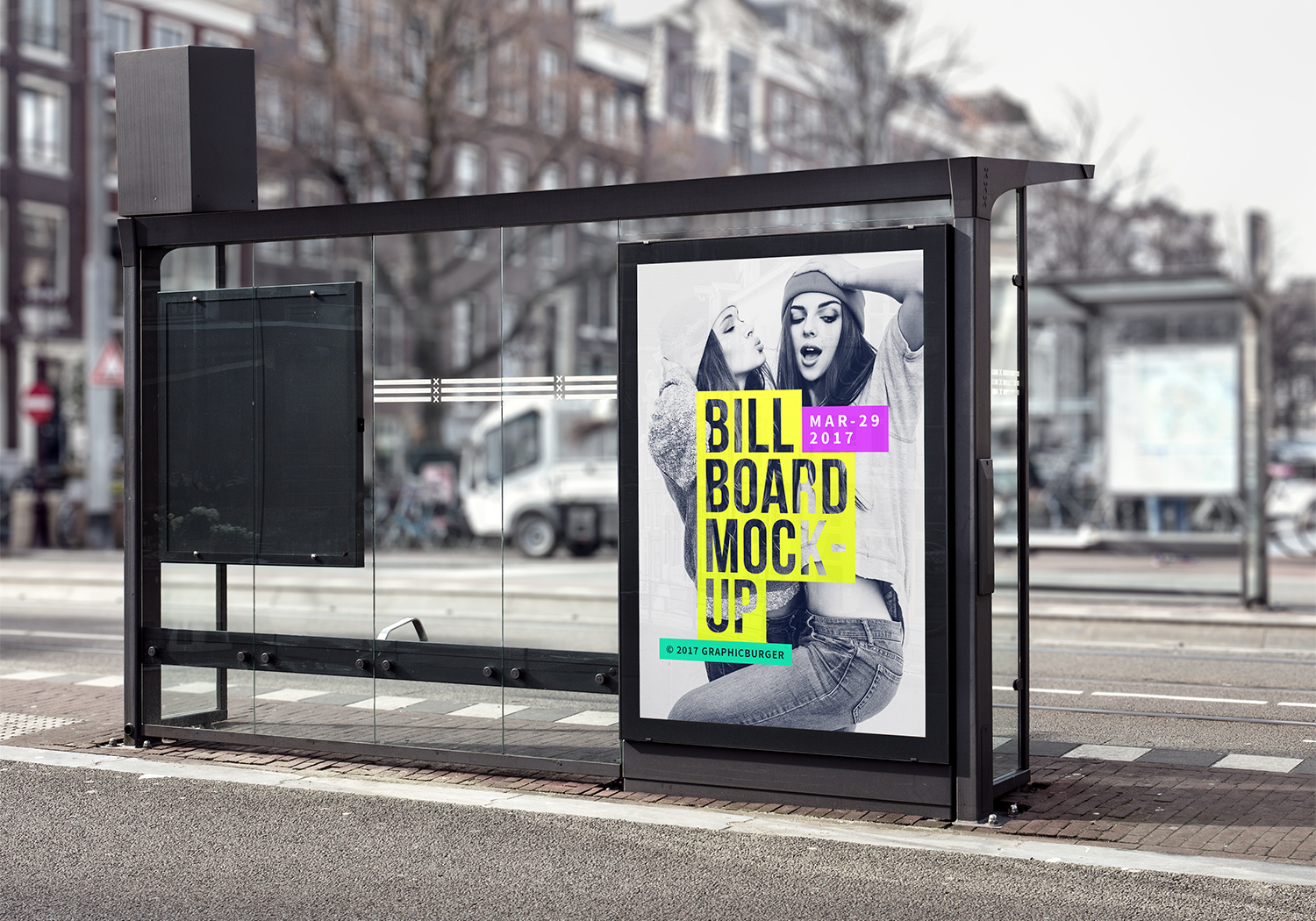 Bus Stop Billboard Mockup