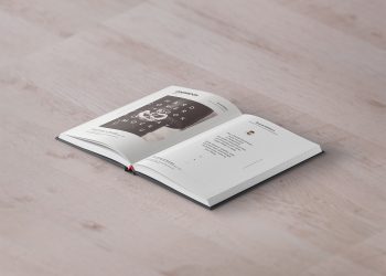 Free Open Hardcover Book PSD Mockup