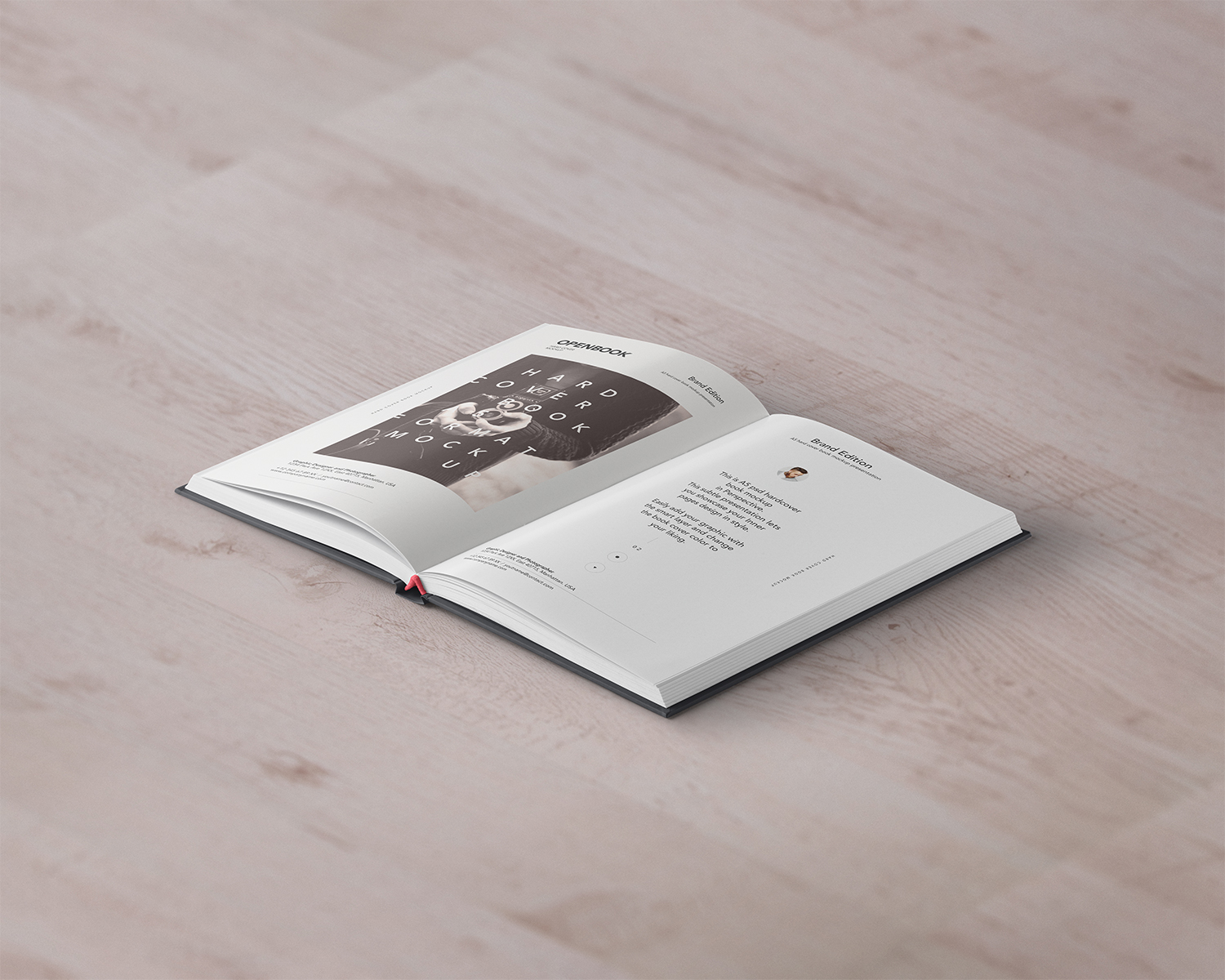 Free Open Hardcover Book PSD Mockup