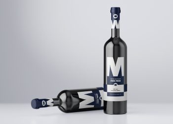 Free Wine Bottle Mockup PSD