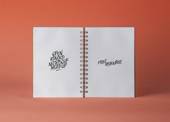 Open PSD Ringed Sketchbook Mockup