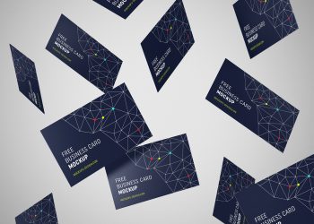 Free Flying Business Cards Mockup