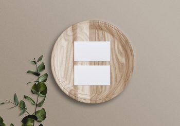 Business Card Mockup on a Wooden Tray