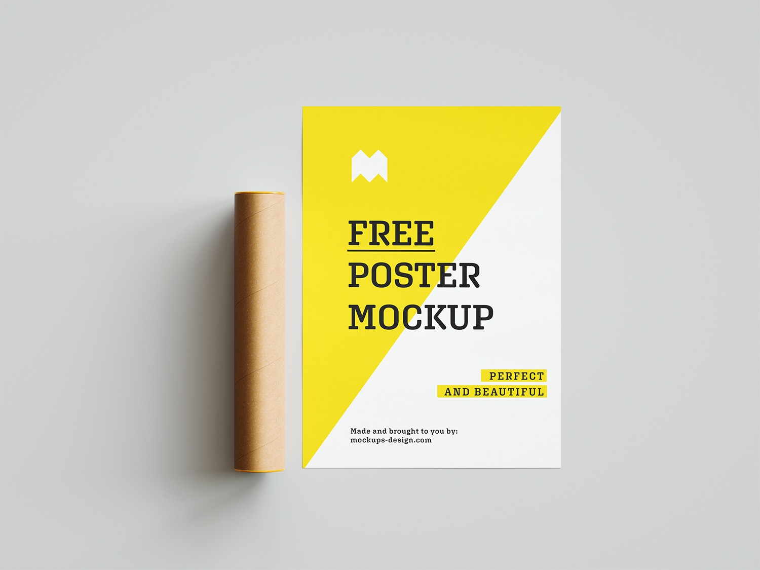 Poster Free Mockup with a Paper Tube