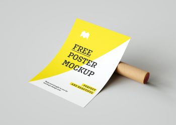 Poster Free Mockup with a Paper Tube