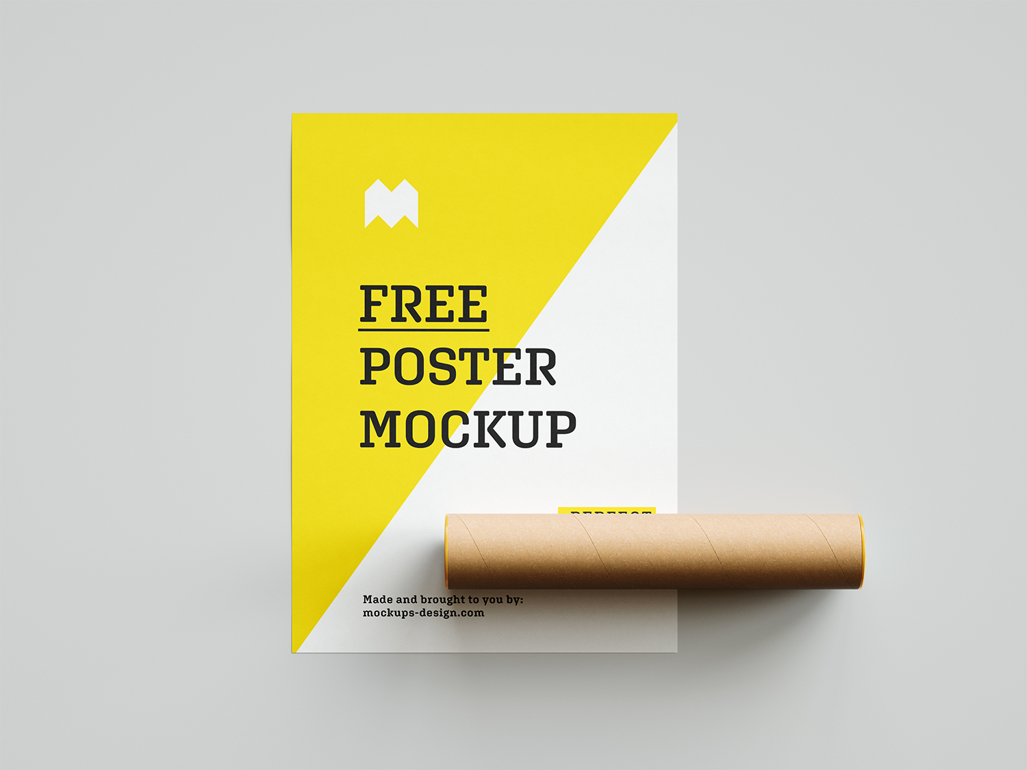 Poster Free Mockup with a Paper Tube