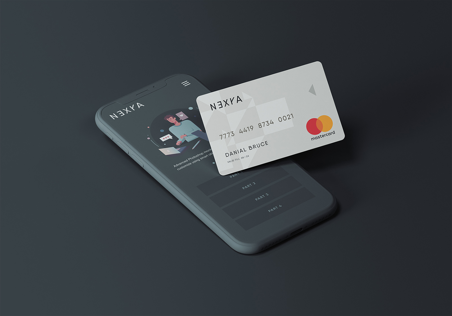 Cell Phone with Credit Card Free Mockup
