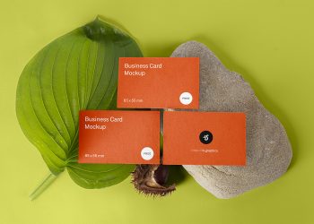 Floral Three Business Cards Free Mockup