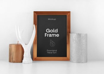 Gold Frame PSD Free Mockup