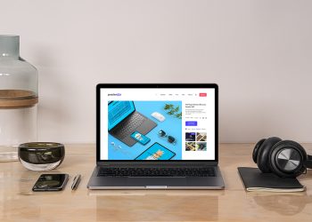 MacBook Pro Free Mockup on a Desk Workspace Scene