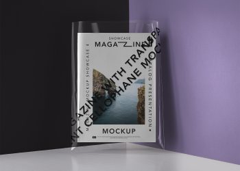 Magazine with a Transparent Cover Free Mockup