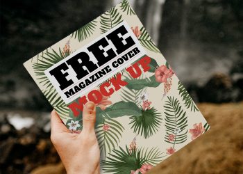 Travel Magazine Cover Free Mockup in Hand