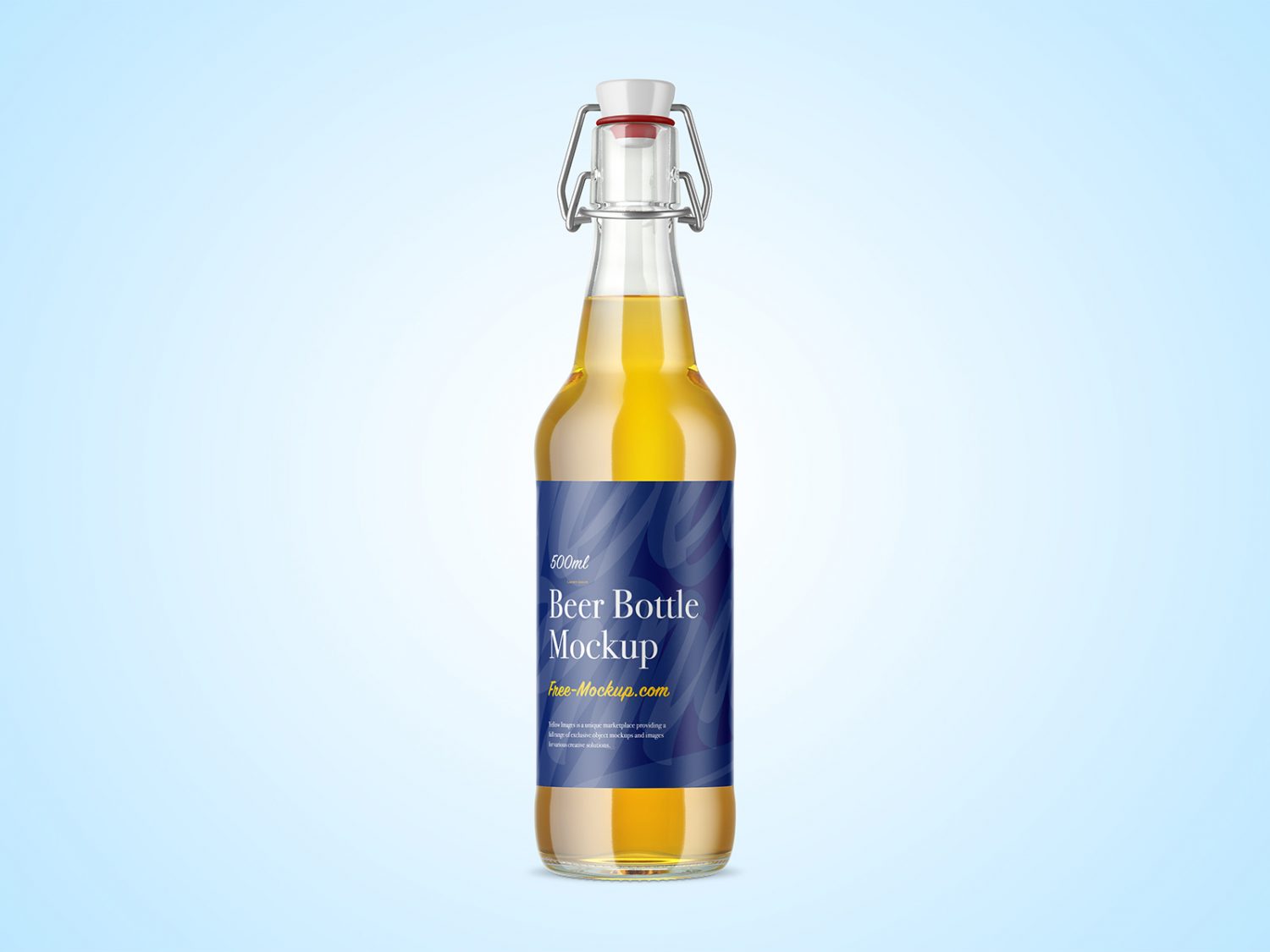 Clear Glass Beer Bottle Free Mockup with Swing Top Cap