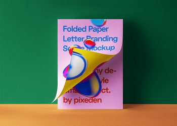 Folded Letter PSD Paper Free Mockup