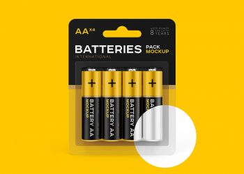 Free AA Battery Branding Mockup