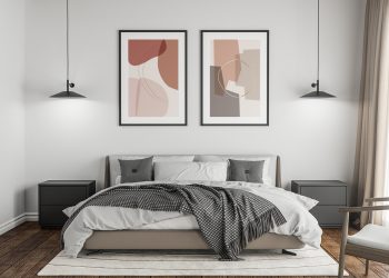 Free Poster Mockup in the Master Bedroom