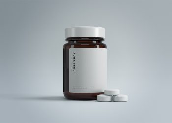 Medicine Bottle with Pills Free Mockup