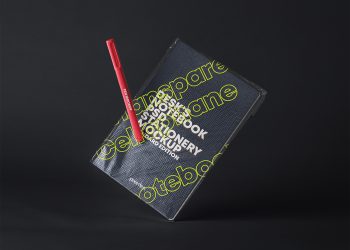 PSD Notebook with a Transparent Cover Free Mockup