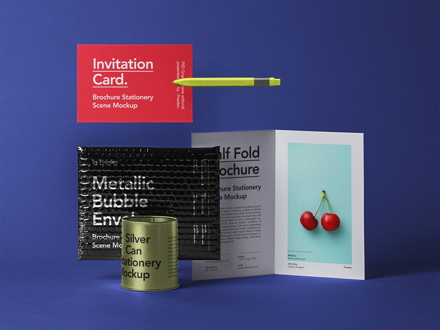 Bubble Mailer with Half-Fold Brochure Free Mockup