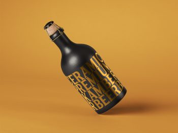 Free Dark Ceramic Bottle PSD Mockup