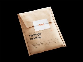 Kraft Paper Postal Bag with Sticker Free Mockup