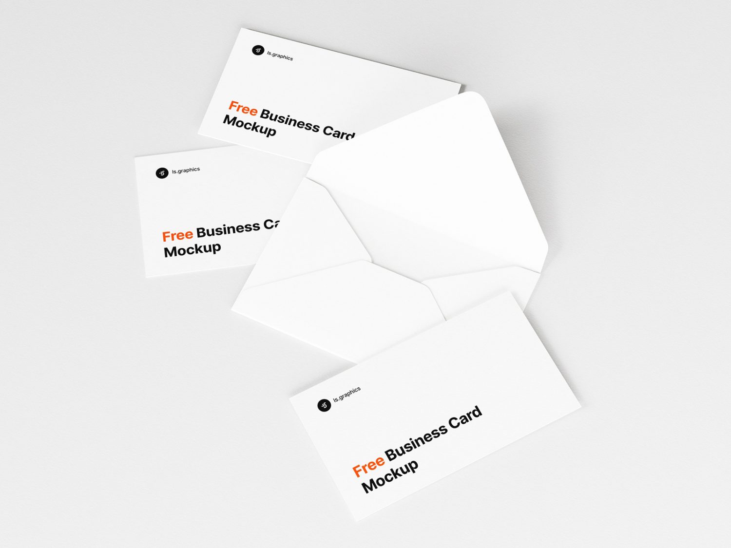 Open Envelope and Business Cards Free Mockup