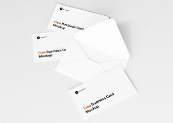 Open Envelope and Business Cards Free Mockup