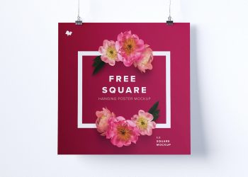 Square Hanging Poster Free Mockup