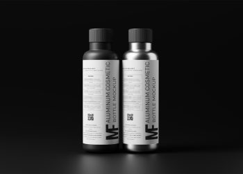 Aluminium Cosmetic Bottle Duo Free Mockup Set