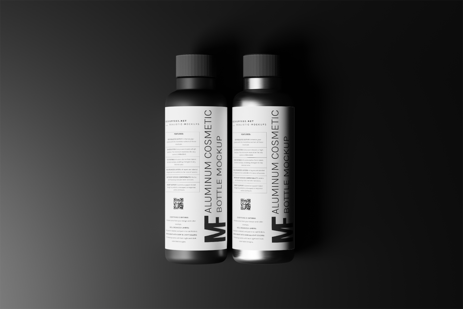 Aluminium Cosmetic Bottle Duo Free Mockup Set