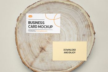 Business Card on Wood Free Mockup