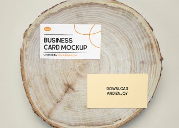 Business Card on Wood Free Mockup