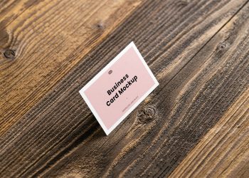 Business Card on Wood Free Mockup