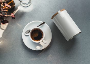 Coffee Tin Jar with Cup Free Mockup