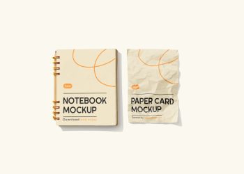 Notebook with Card Free Mockup
