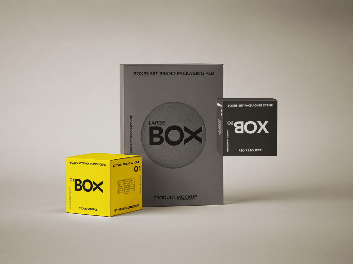 Packaging Boxes Free Branding Mockup Set