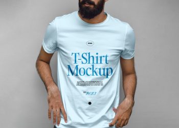 Beard Man Wearing T-Shirt Free Mockup