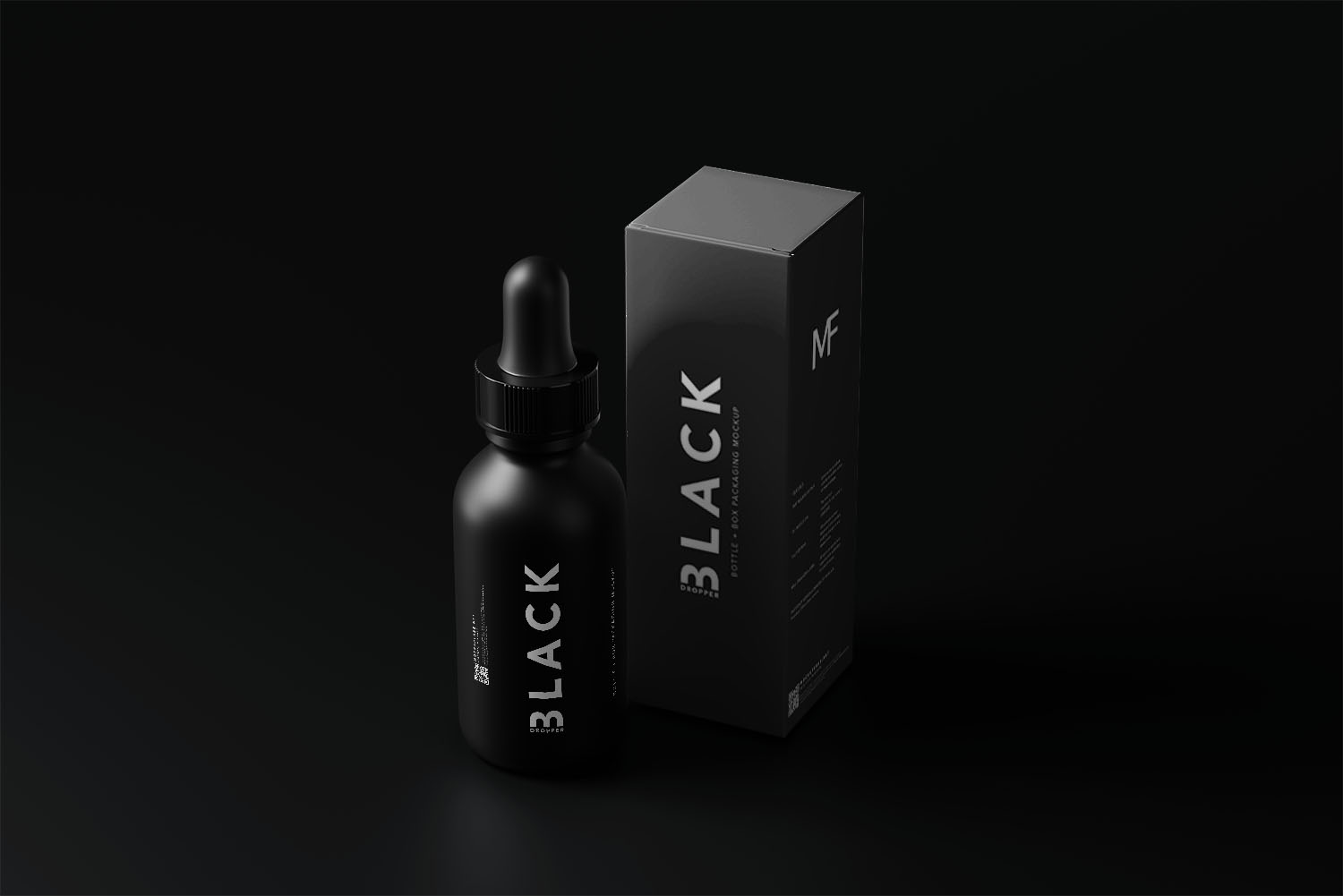 Black Dropper Bottle with Box Mockups