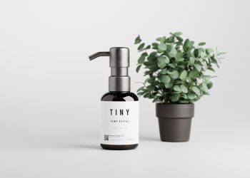 Black Glass Tiny Pump Bottle Free Mockups