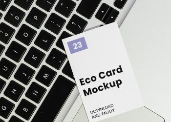 Business Card on Laptop Free Mockup