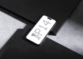 Concrete Black Box iPhone 14 Pro Free Mockup