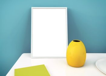 Picture Frame on Table Free Mockup