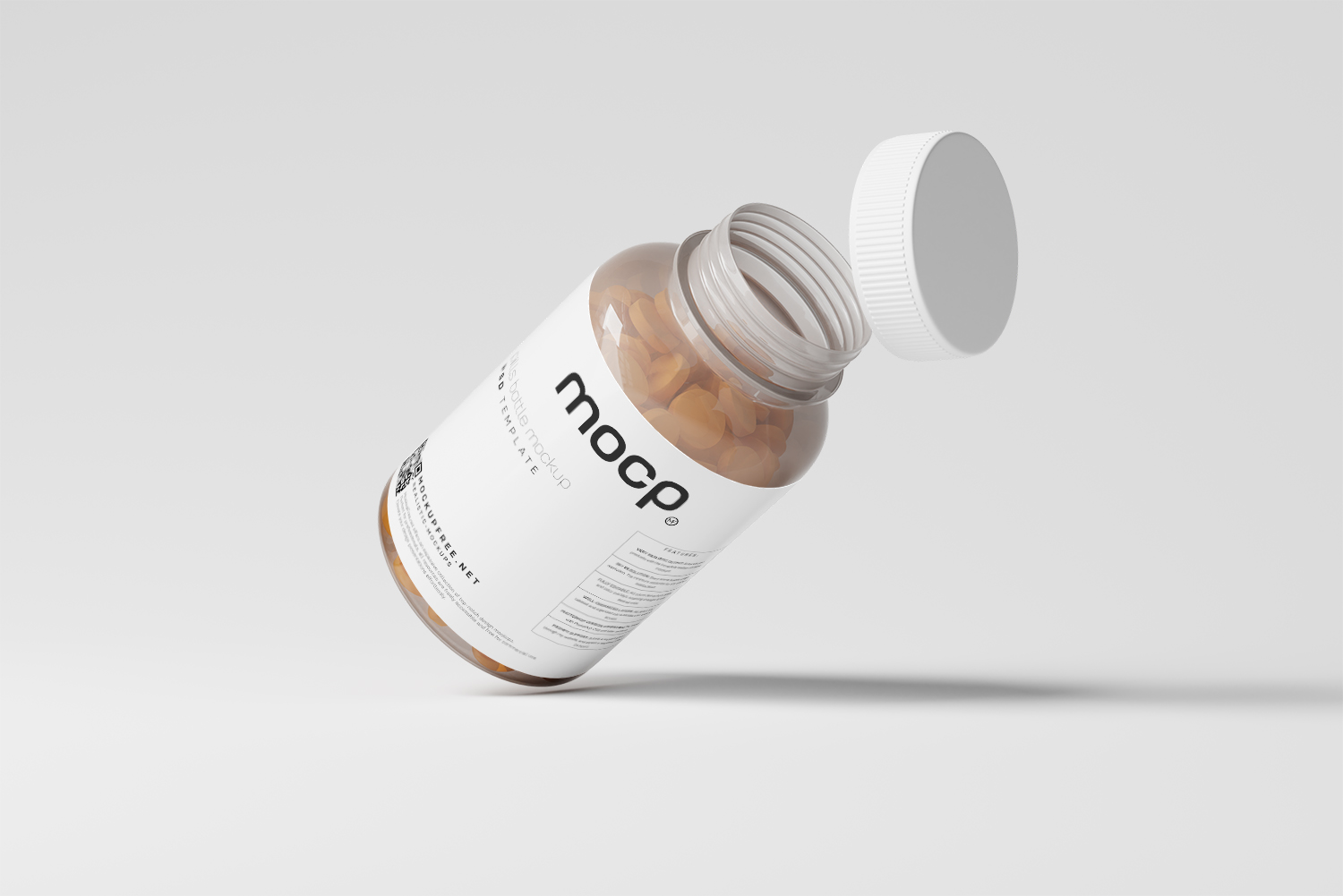 Semi Transparent Pills Bottle Free Mockups