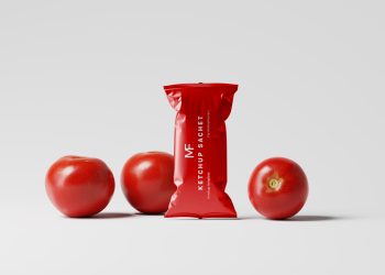 Tomato Ketchup Sachet Packet Free Mockups