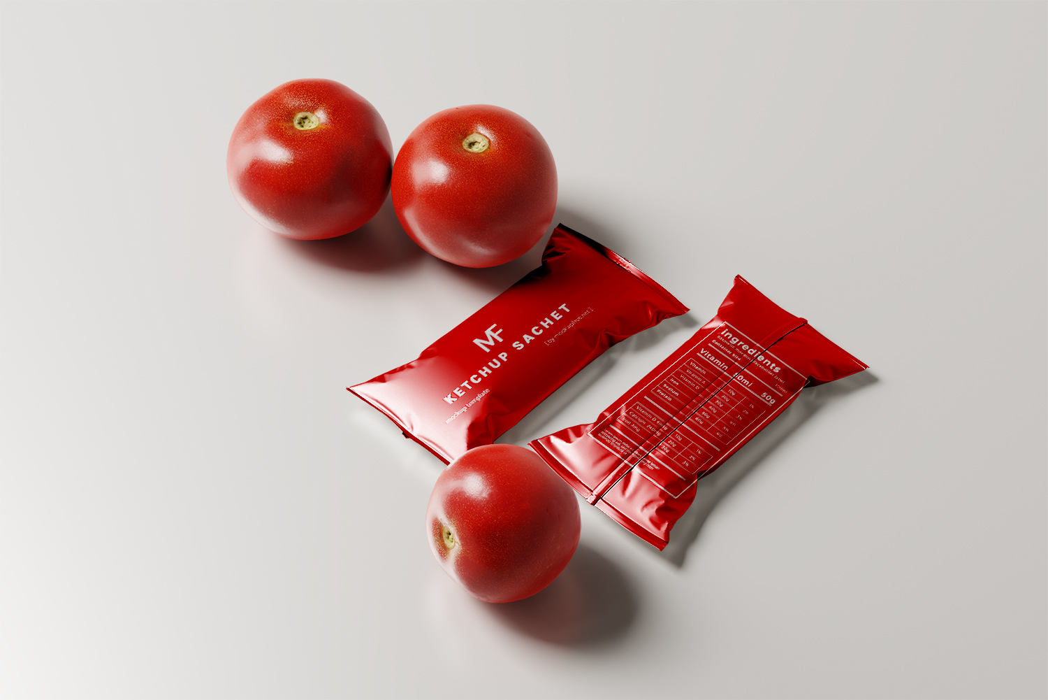 Tomato Ketchup Sachet Packet Free Mockups