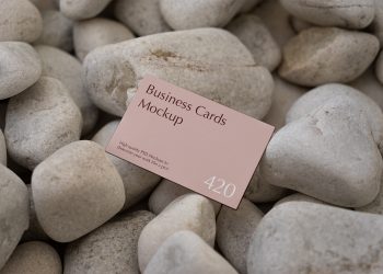 Business Card among the Stones Free Mockup